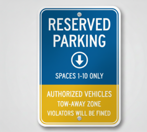 Aluminum sign for durable, professional signage suited for indoor and outdoor applications.