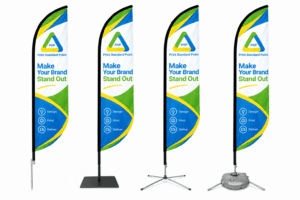Flying banner with base