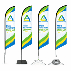 Flying banner with base