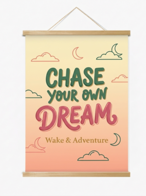 Magnetic wood frame hanger with a sleek finish for displaying posters, artwork, and branded graphics.