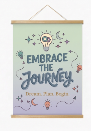 Magnetic wood frame hanger for stylishly displaying posters, artwork, signs, and promotional graphics.