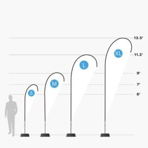 Advertising flag size comparison – 7ft to 13.5ft