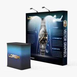 Straight Velcro Fabric Pop Up Display + podium