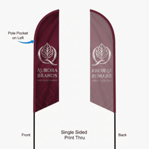Custom printed single-sided angled feather flag for outdoor advertising