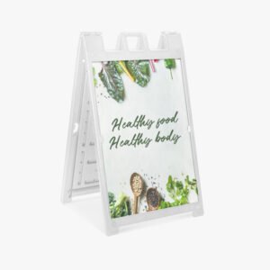 White Standard Signicade display stand for promotional signs and advertising graphics