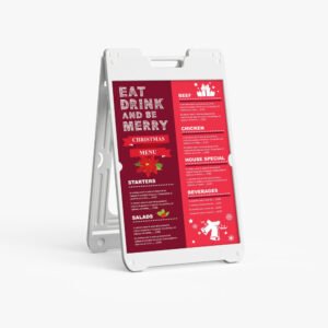 White Simposign II display stand for promotional signs and graphics