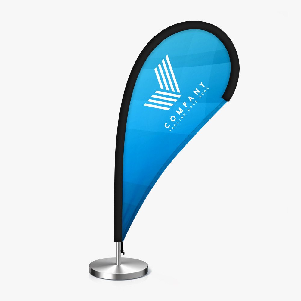 Custom promotional desk flags and tabletop display stands for businesses